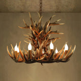 Vintage Antler Chandelier Pendant Light - Resin Hanging For Living Room Brown