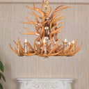 Vintage Antler Chandelier Pendant Light - Resin Hanging For Living Room Yellow