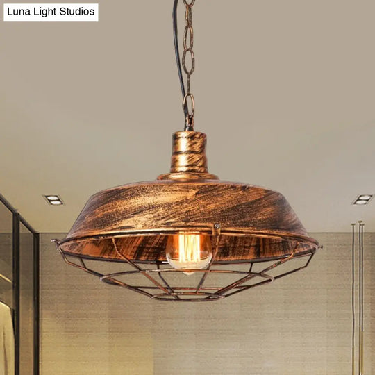 Vintage Style Metallic Pendant Lamp - Barn Shade Cloth Shop 1 Bulb Bronze/Silver Hanging Light