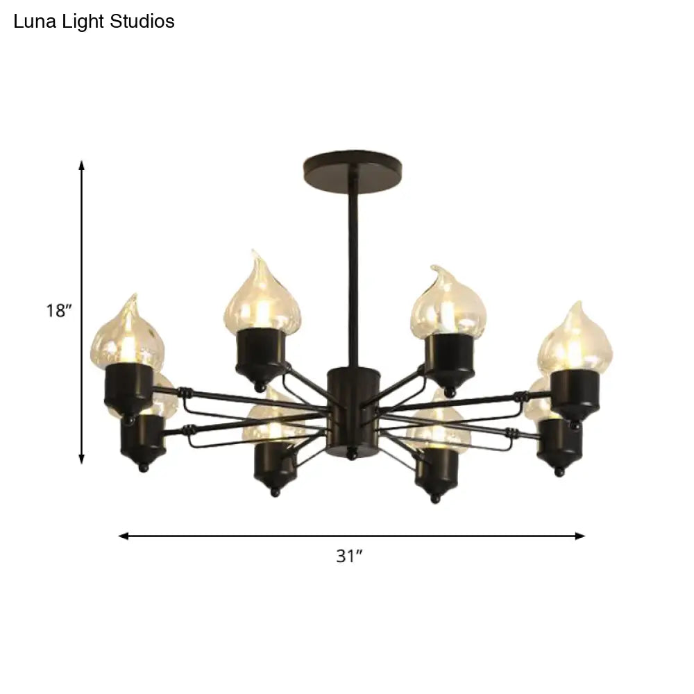 Vintage Black Glass Chandelier: Clear Candle Pendant Lighting For Bedroom 3/6/8-Light