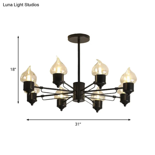 Vintage Black Glass Chandelier: Clear Candle Pendant Lighting For Bedroom 3/6/8-Light