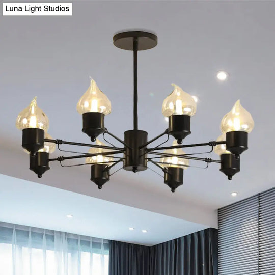 Vintage Black Glass Chandelier: Clear Candle Pendant Lighting For Bedroom 3/6/8-Light