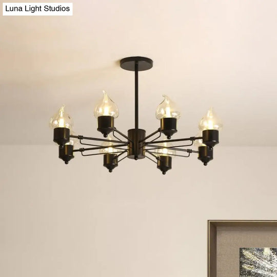 Vintage Black Glass Chandelier: Clear Candle Pendant Lighting For Bedroom 3/6/8-Light