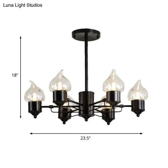 Vintage Black Glass Chandelier: Clear Candle Pendant Lighting For Bedroom 3/6/8-Light