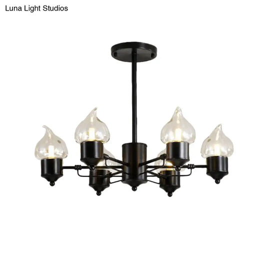 Vintage Black Glass Chandelier: Clear Candle Pendant Lighting For Bedroom 3/6/8-Light