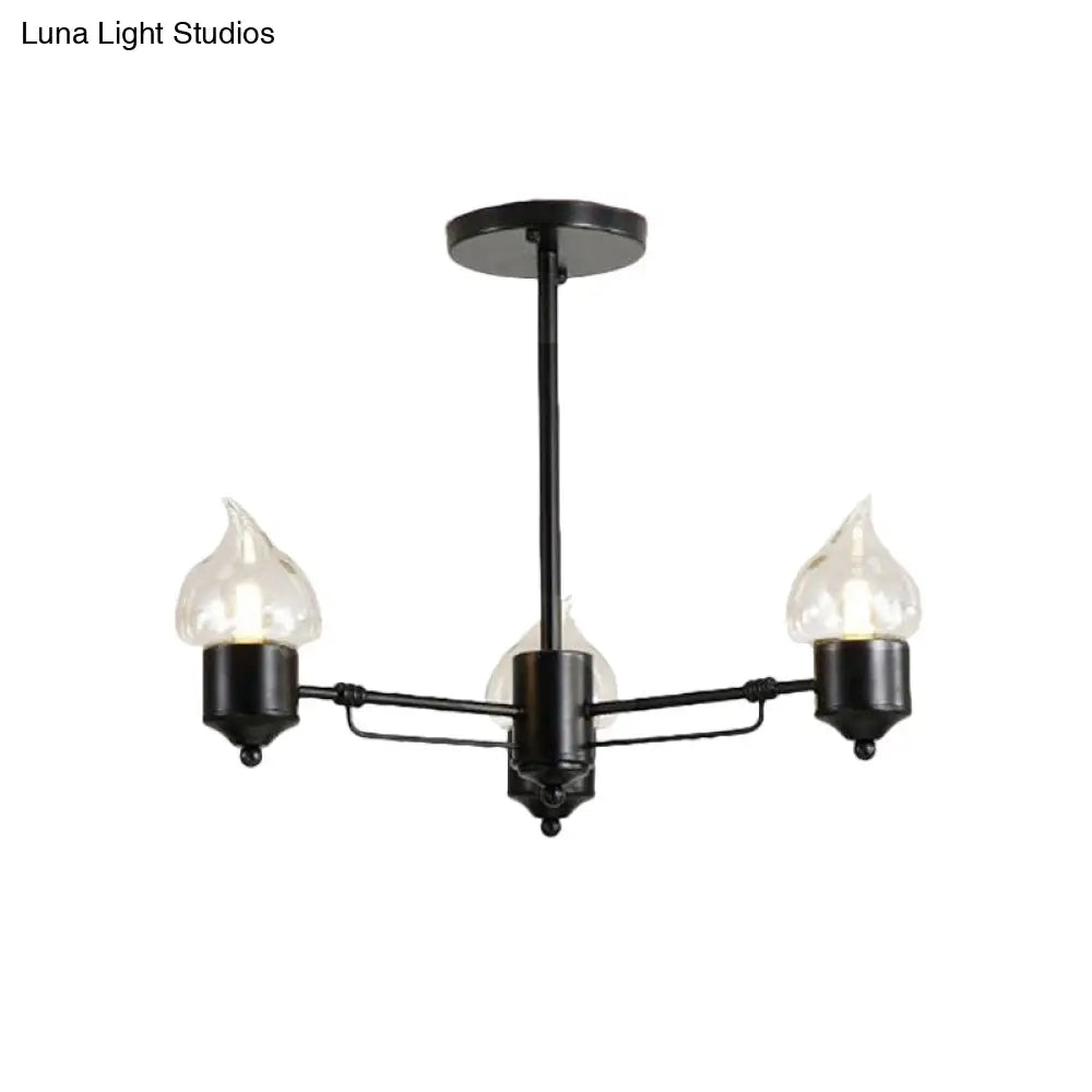 Vintage Black Glass Chandelier: Clear Candle Pendant Lighting For Bedroom 3/6/8-Light