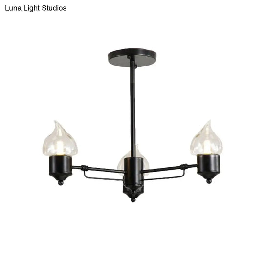 Vintage Black Glass Chandelier: Clear Candle Pendant Lighting For Bedroom 3/6/8-Light