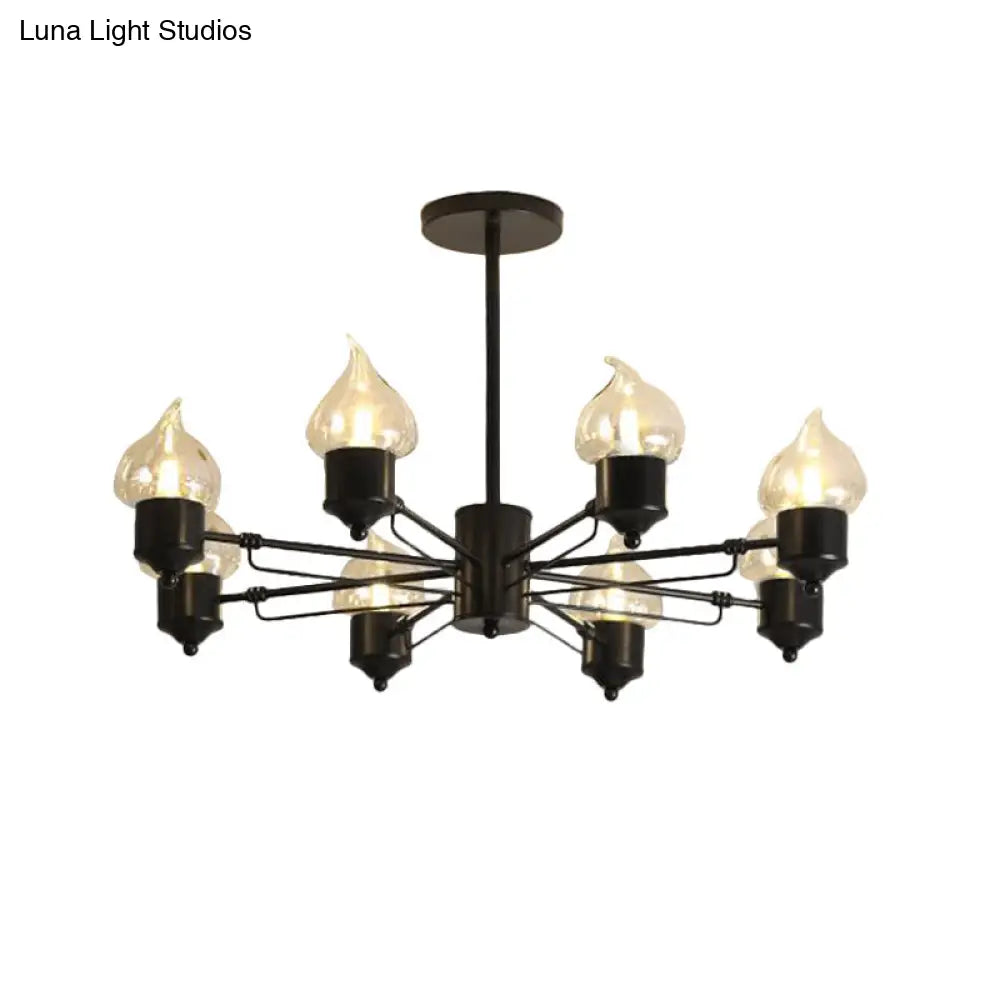 Vintage Black Glass Chandelier: Clear Candle Pendant Lighting For Bedroom 3/6/8-Light