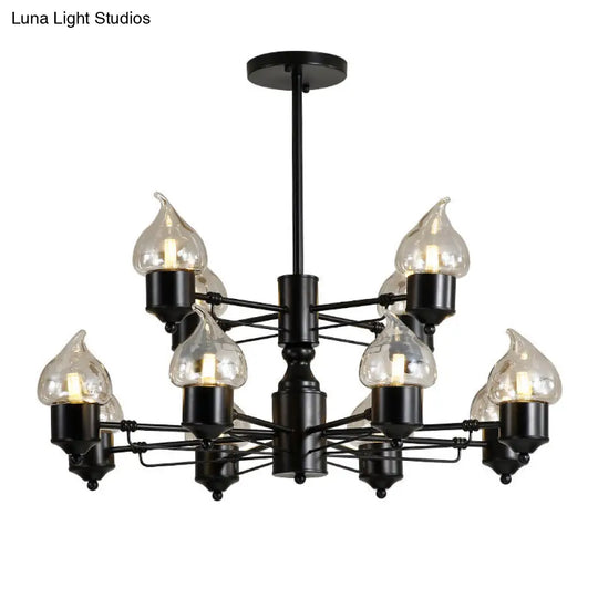 Vintage Black Glass Chandelier: Clear Candle Pendant Lighting For Bedroom 3/6/8-Light