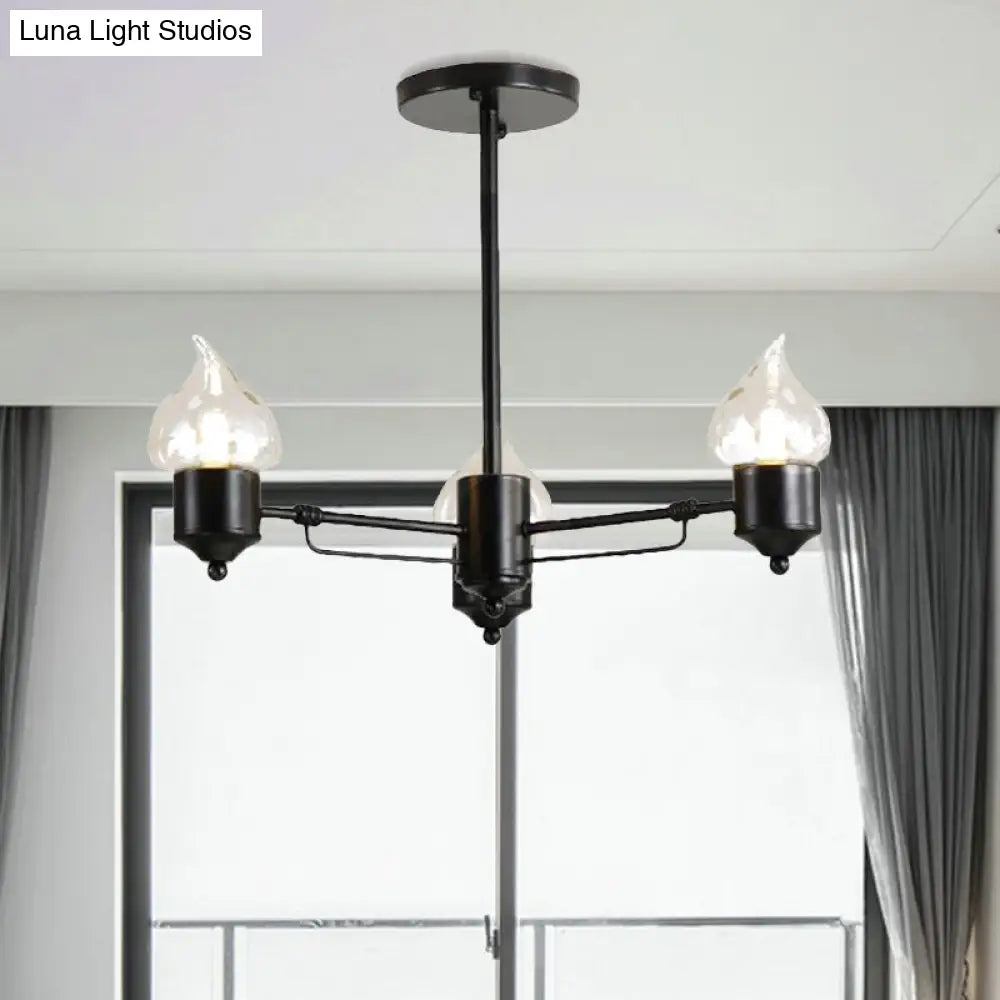 Vintage Black Glass Chandelier: Clear Candle Pendant Lighting For Bedroom 3/6/8-Light