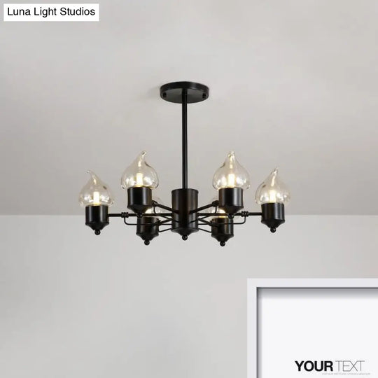 Vintage Black Glass Chandelier: Clear Candle Pendant Lighting For Bedroom 3/6/8-Light