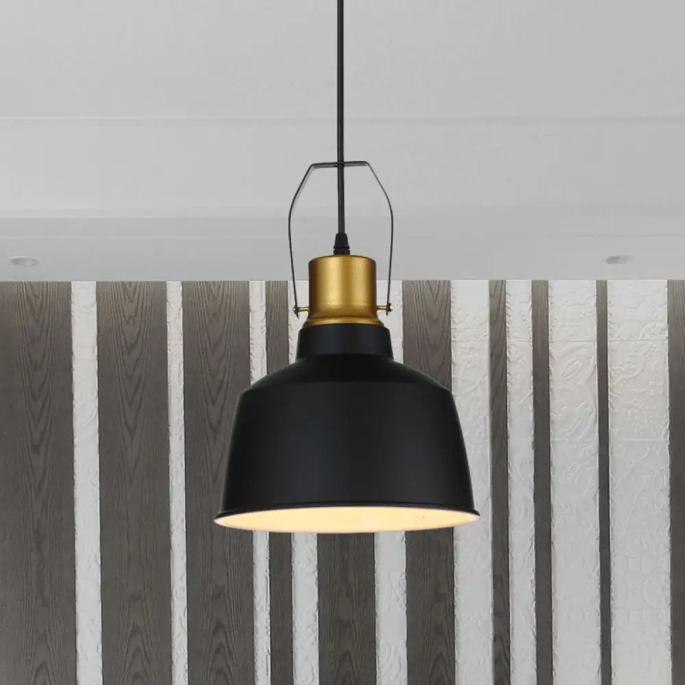 Vintage Bell Ceiling Pendant Light - Black Aluminum Hanging Lamp With Handle