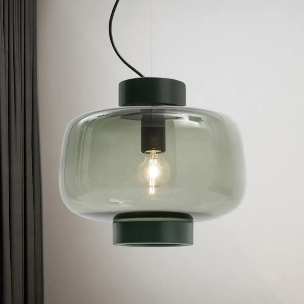 Vintage Black Bistro Pendant Light With Smoke Glass Shade - Drum Hanging Lamp Kit