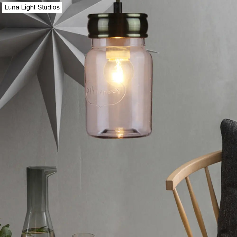 Vintage Black Clear Glass Ceiling Pendant Light - One-Light Hanging Lamp For Indoor Spaces