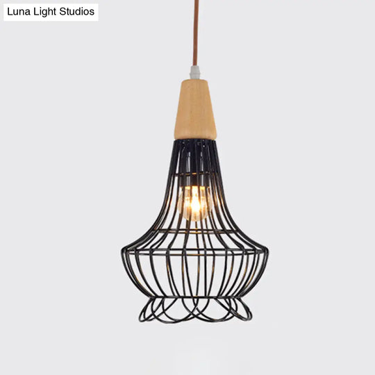 Vintage Black Diamond/Urn/Pumpkin Metal Pendant Lamp - Restaurant Ceiling Light / Urn