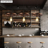 Vintage Black Metal Wagon Wheel Hanging Pendant Light For Coffee Shop Suspension