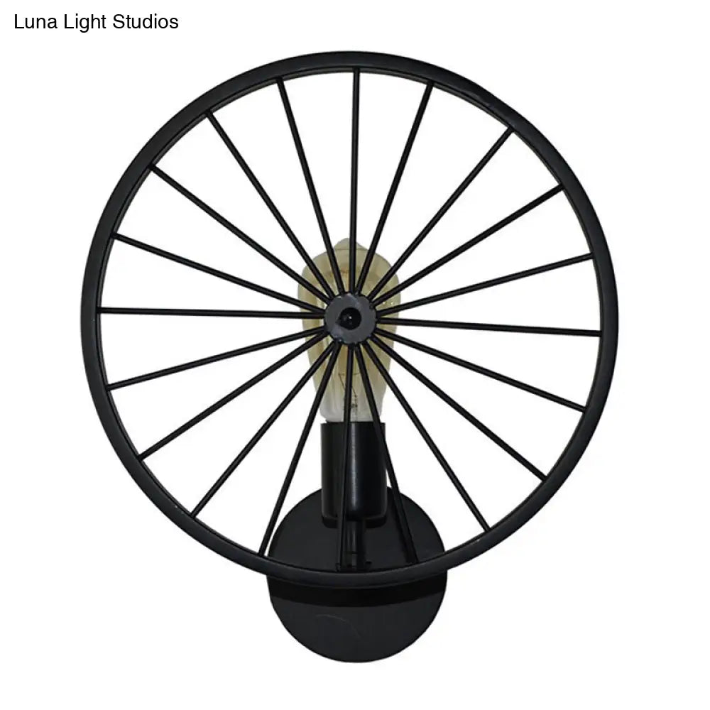 Vintage Black Metal Wheel Wall Sconce Lamp - Restaurant Lighting