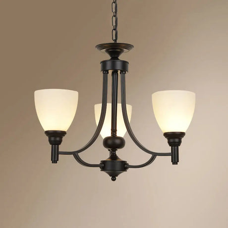 Vintage Black Pendant Light With Elegant White Glass Bell Shape For Dining Room 3 /