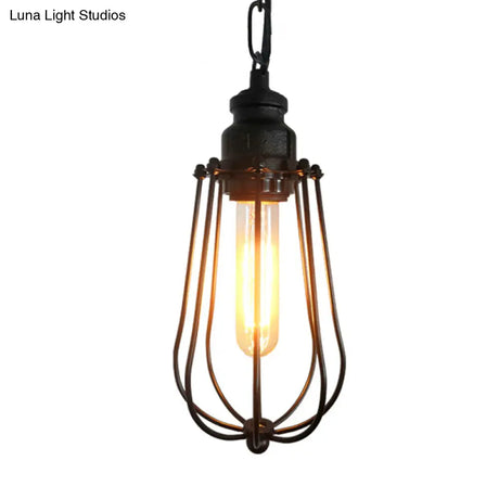 Vintage Black/Rust Pendant Bedroom Ceiling Light With Metal Shade