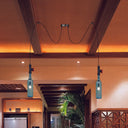 Vintage Blue Glass Black Swag Cluster Pendant Light With Hanging Lamp Kit - Suitable For Restaurants