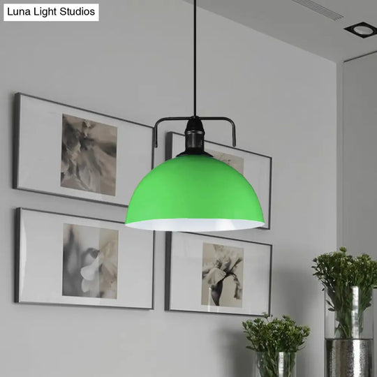 Vintage Blue/Green Metal Pendant Light - 12’/14’/16’ Wide 1-Light Indoor Hanging Ceiling With Cord