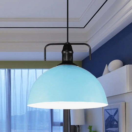 Vintage Blue/Green Metal Pendant Light - 12’/14’/16’ Wide 1-Light Indoor Hanging Ceiling With