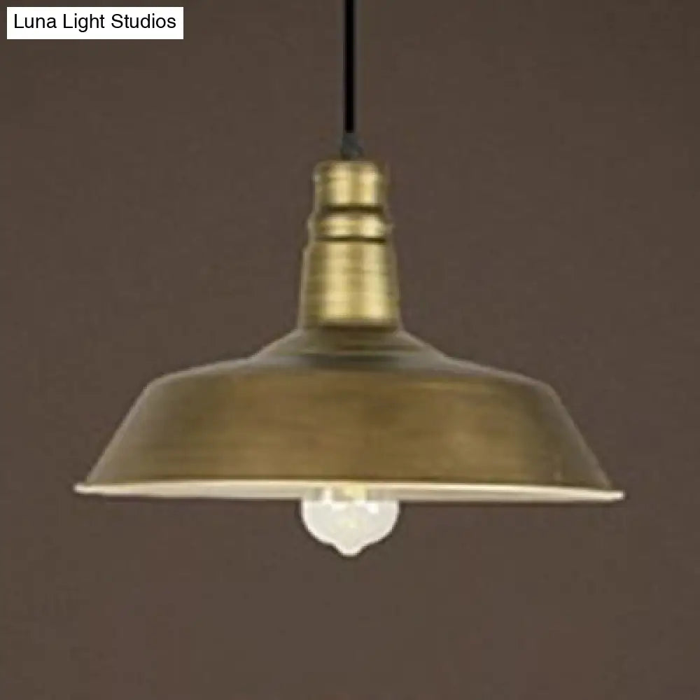 Vintage Antique Brass Barn Pendant Light - Metal Restaurant Ceiling Hanging Fixture