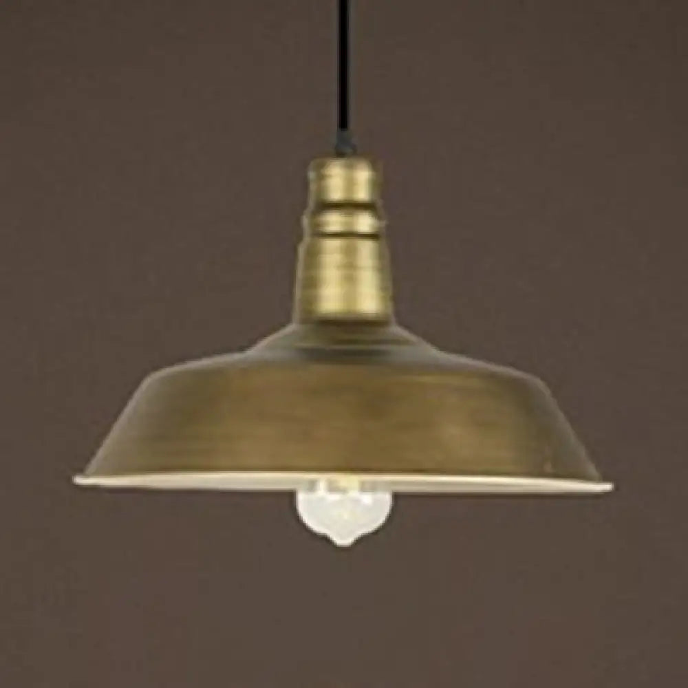 Vintage Brass Barn Pendant Light - Rustic Metal Restaurant Ceiling Hanging Lamp Antique