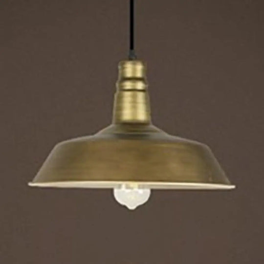 Vintage Brass Barn Pendant Light - Rustic Metal Restaurant Ceiling Hanging Lamp Antique