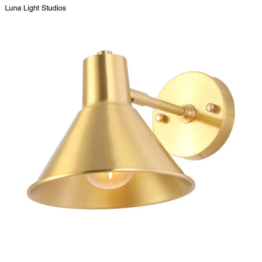 Vintage Brass Flared Wall Sconce Light With Adjustable Arm - Bedroom Lighting