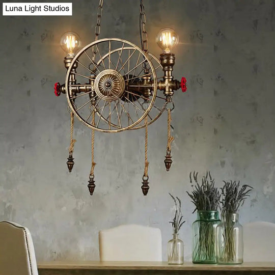 Vintage Brass Island Pendant Light With Stylish Dual Heads - Restaurant Lighting