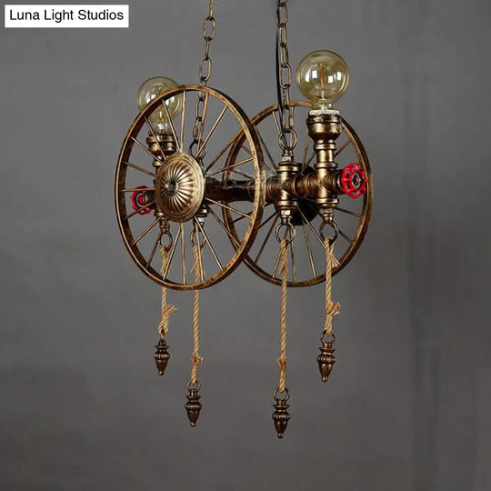 Vintage Brass Island Pendant Light With Stylish Dual Heads - Restaurant Lighting