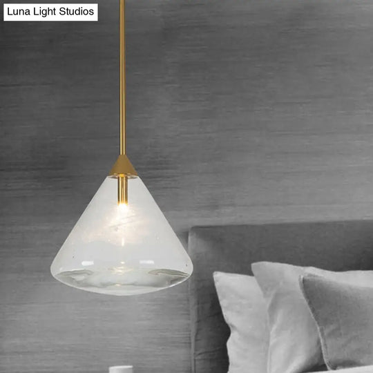 Vintage Brass Pendant Lamp Kit With Clear Water Glass Shade 1 Head Hanging Lighting