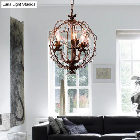 Vintage Brass Teardrop Crystal Chandelier - 3-Light Suspension Pendant For Orbit Ceiling
