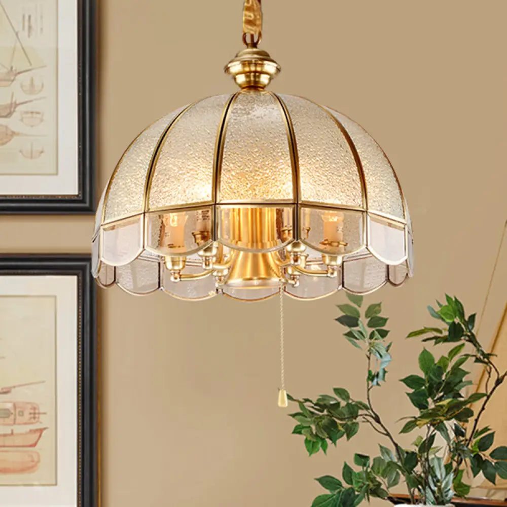 Vintage Brass Water Glass Dome Pendant Lamp: Hanging Ceiling Light With 1 Bulb