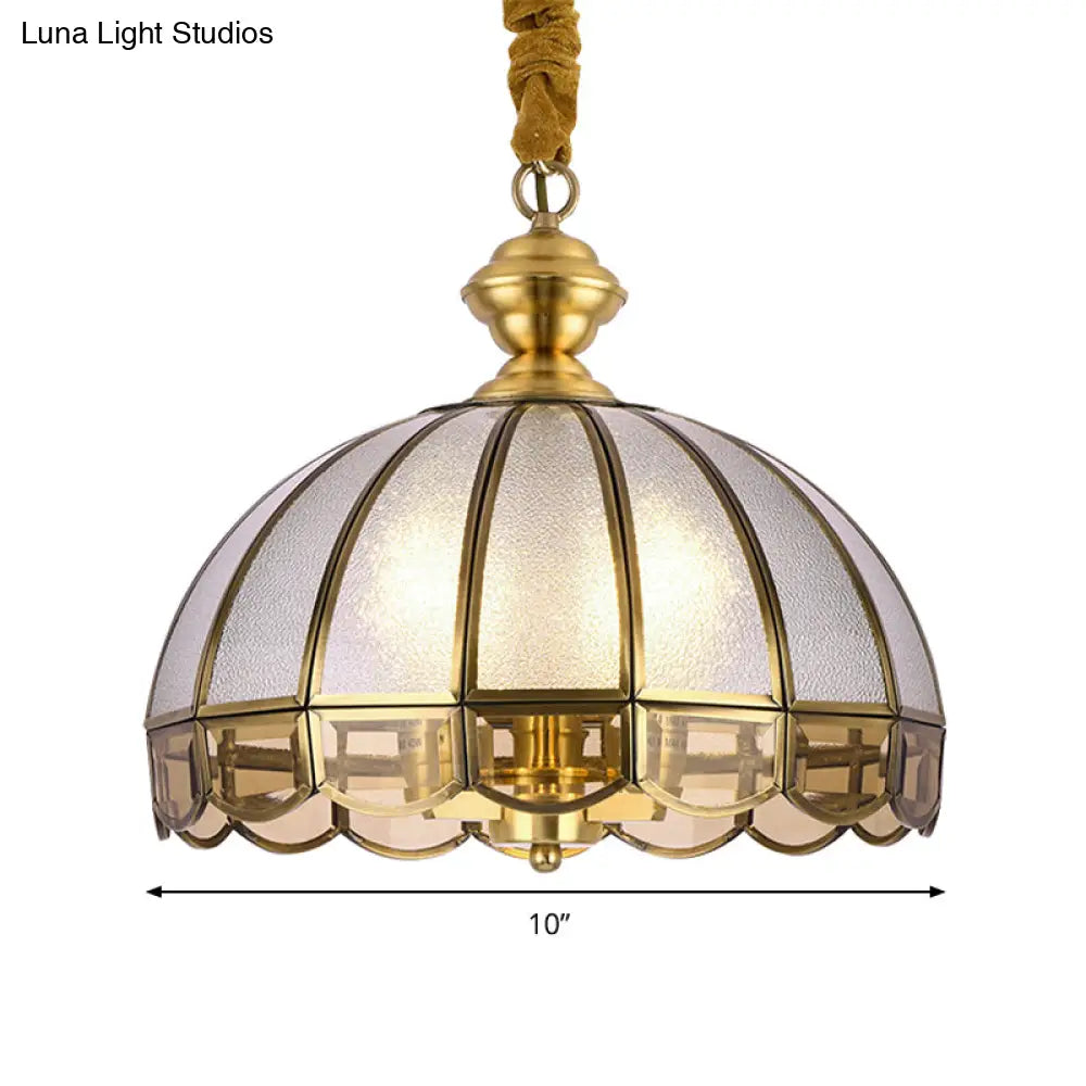 Vintage Brass Water Glass Dome Pendant Lamp: Hanging Ceiling Light With 1 Bulb