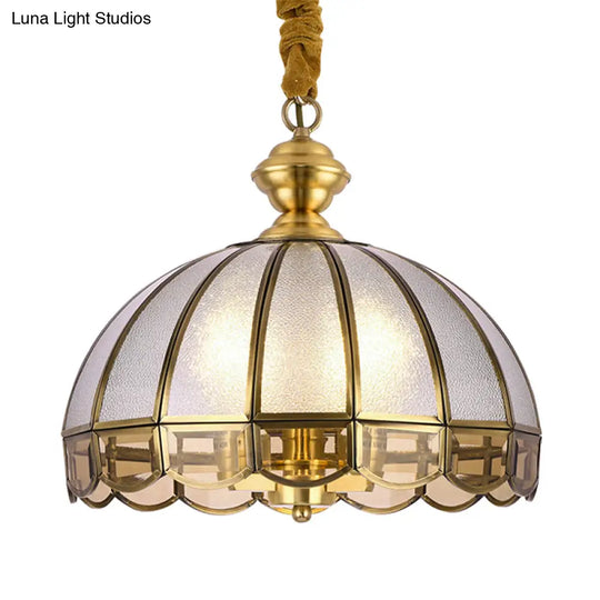 Vintage Brass Water Glass Dome Pendant Lamp: Hanging Ceiling Light With 1 Bulb