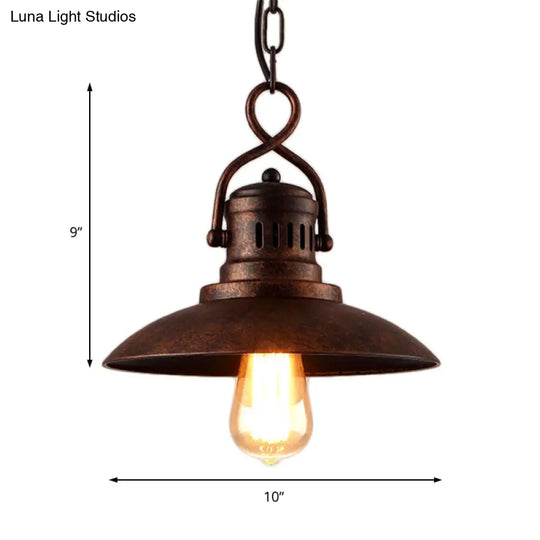 Vintage Bronze Dome Pendant Light With Hanging Chain Metallic Finish Ideal For Restaurants 1-Light