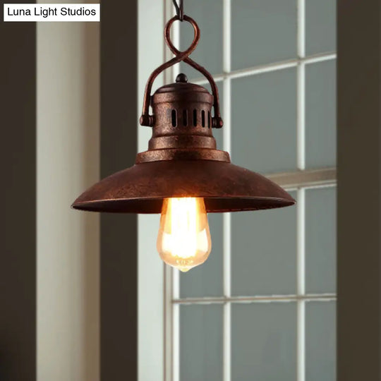 Vintage Bronze Dome Pendant Light With Hanging Chain Metallic Finish Ideal For Restaurants 1-Light