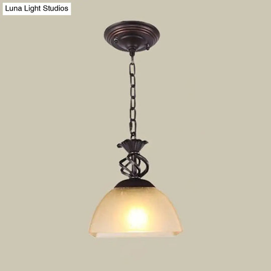 Vintage Brown Glass Pendant Light With Single-Bulb In Bowl Shape