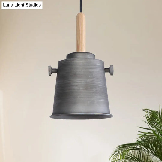 Stylish Vintage Bucket Pendant Light In Black/Grey - Perfect For Dining Room Grey