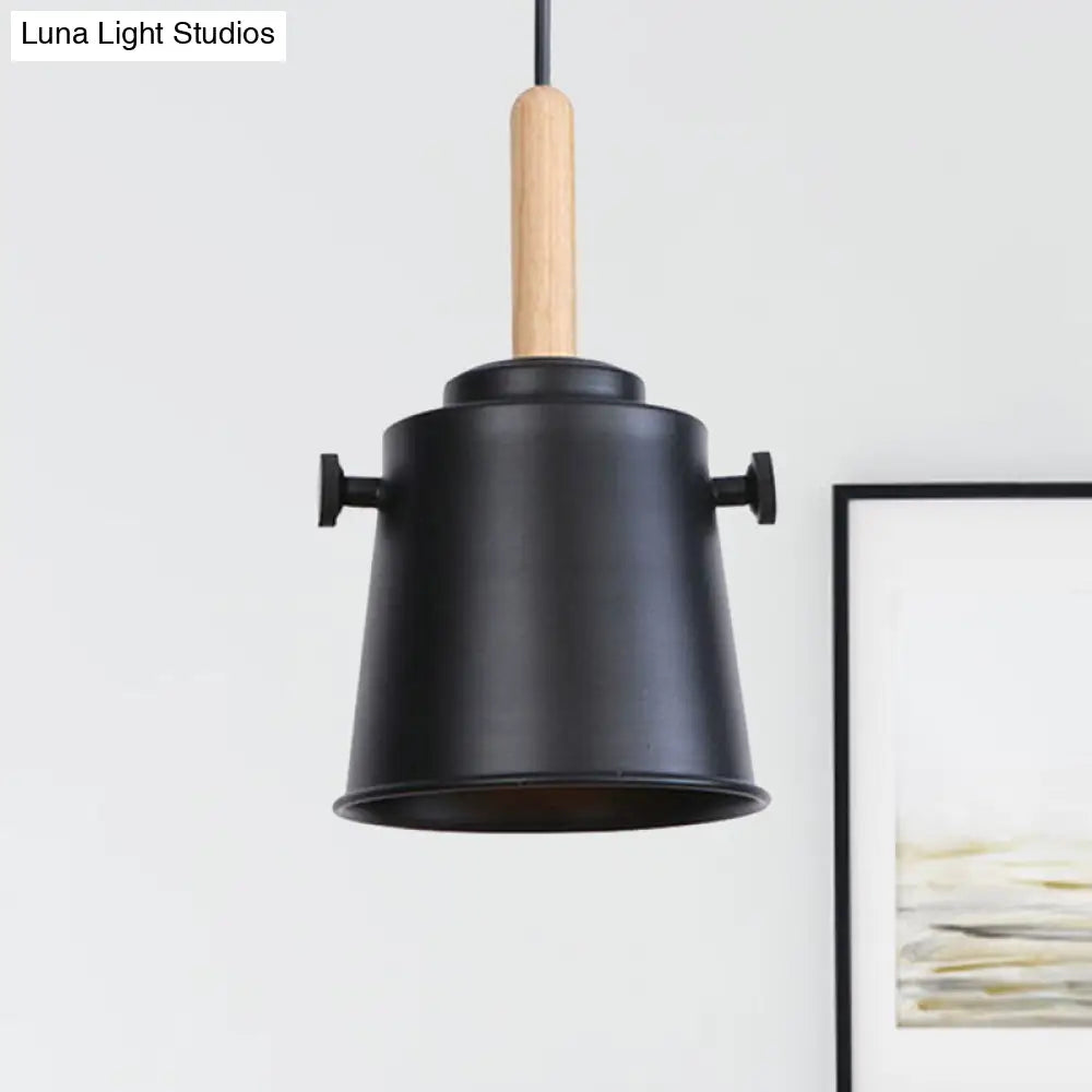 Stylish Vintage Bucket Pendant Light In Black/Grey - Perfect For Dining Room Black