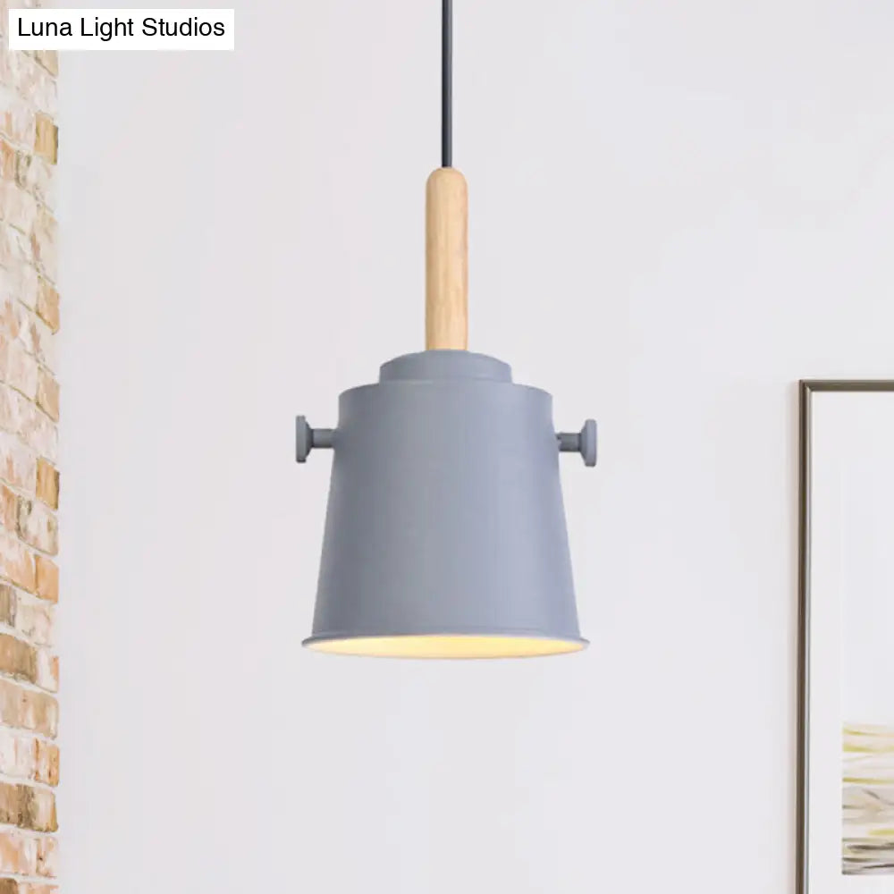 Stylish Vintage Bucket Pendant Light In Black/Grey - Perfect For Dining Room