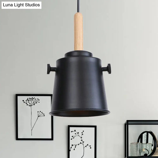 Vintage Bucket Pendant Light In Black/Grey For Stylish Dining Room Decor