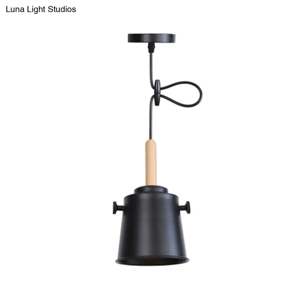 Stylish Vintage Bucket Pendant Light In Black/Grey - Perfect For Dining Room