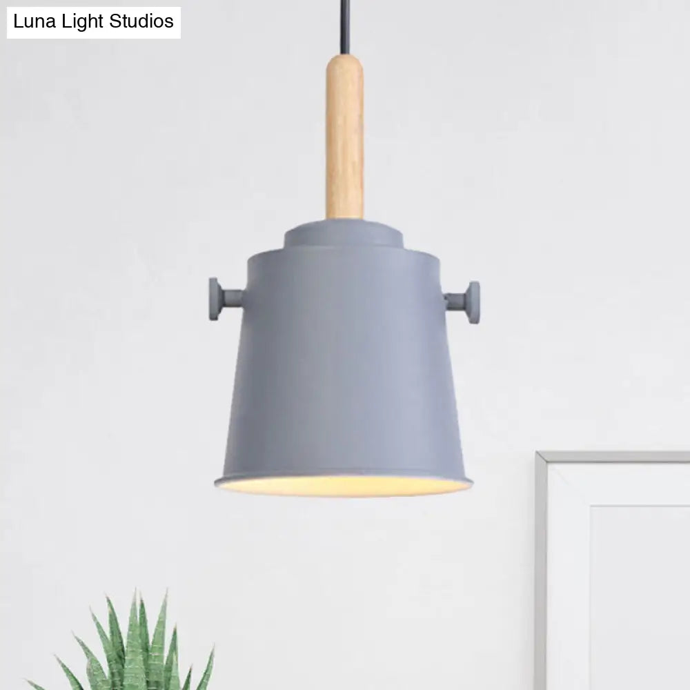 Stylish Vintage Bucket Pendant Light In Black/Grey - Perfect For Dining Room Gray