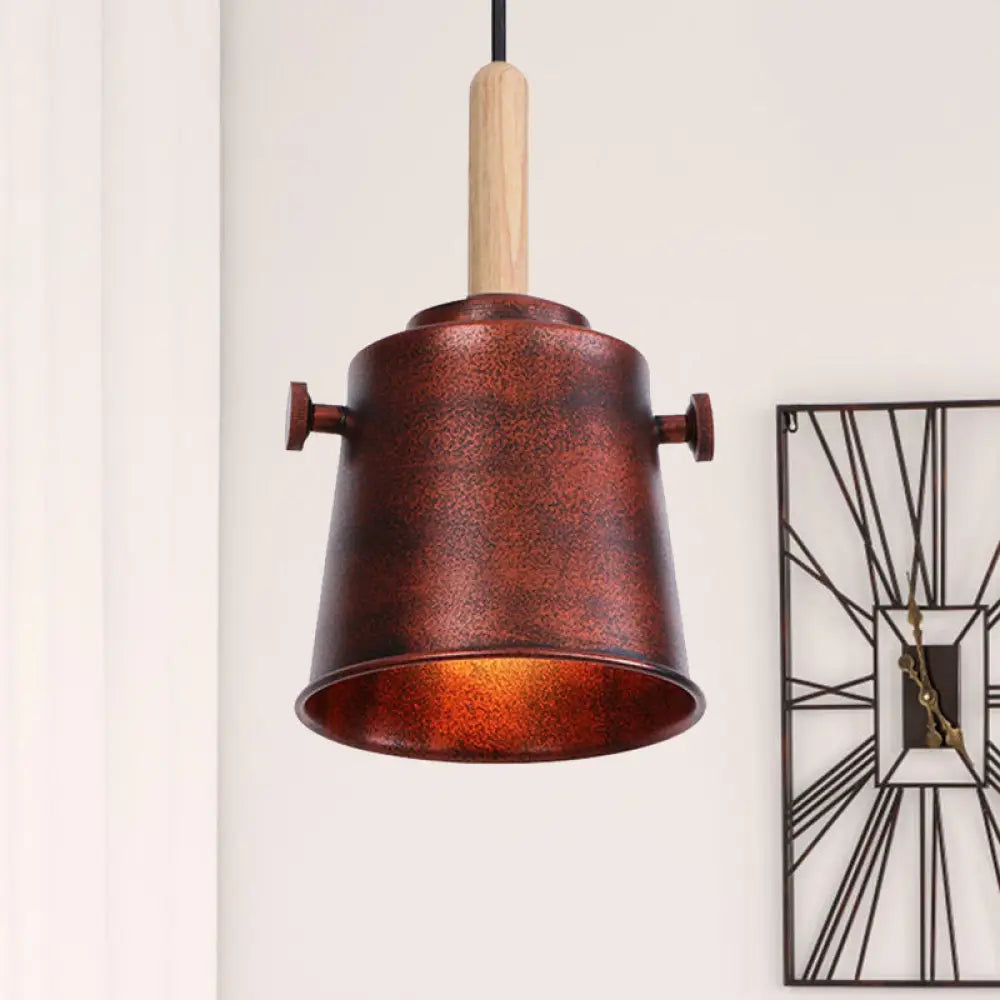 Vintage Bucket Pendant Light In Black/Grey For Stylish Dining Room Decor Rust
