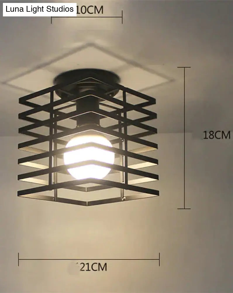 Vintage Ceiling Lights Lustre Luminaria Led Lamp Loft Iron Cage Fixtures Lighting