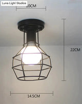 Vintage Ceiling Lights Lustre Luminaria Led Lamp Loft Iron Cage Fixtures Lighting 17