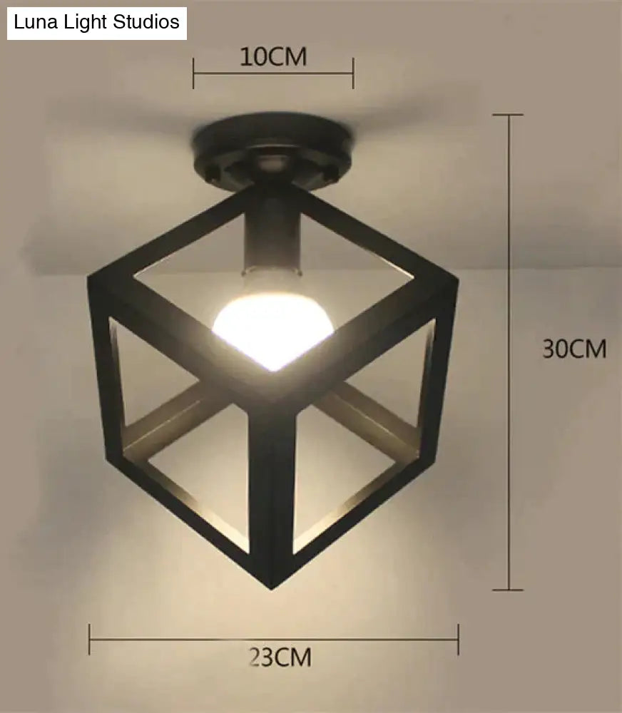 Vintage Ceiling Lights Lustre Luminaria Led Lamp Loft Iron Cage Fixtures Lighting 02